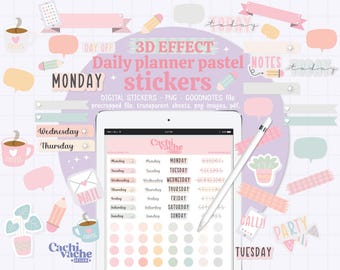 Pastel Daily Digital Planner Stickers: 180+ Weekly Stickers for GoodNotes, Noteful, OneNote and more, digital planner 2026, PNG - PDF