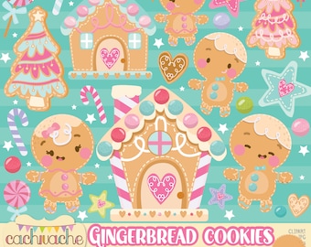 Gingerbread Cookie Clipart - Christmas Cookies and Gingerbread House Clipart. Christmas Clipart. (PNG - JPG. Digital Download)