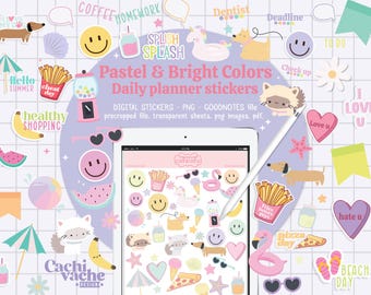177 tägliche digitale Planer Sticker, vorgeschnittene und beschnittene Sticker für Goodnotes, Noteful und andere Planer Apps