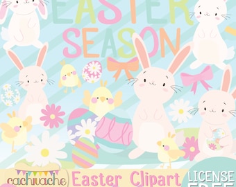 Easter clipart - License Free Easter Bunny clipart - Cute Easter Eggs clipart for Easter Hunt Activities | Editable format & PNG / JPG files