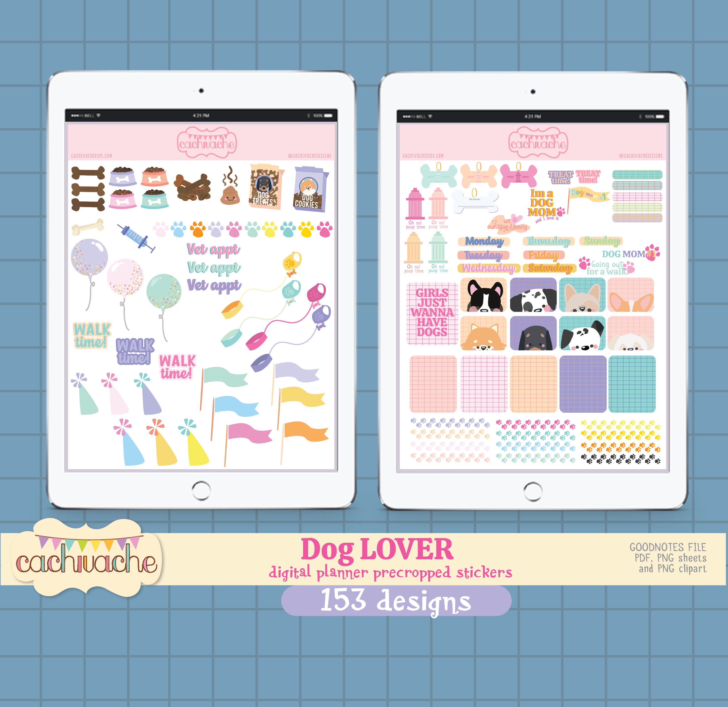 Dog Stickers for Digital Planning | Cute Puppy Stickers for Planner ...