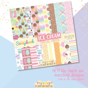 ice cream digital papers - Etsy shop: cachivachedesign. Link in description