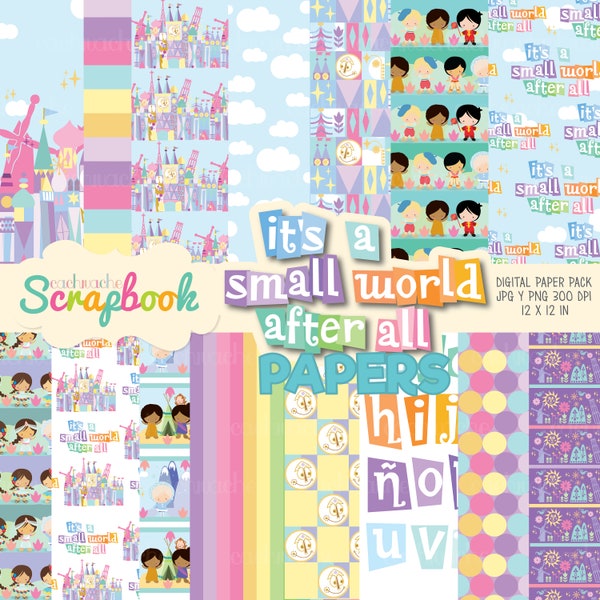 Its a small world after all children of the world digital paper-children of the world clipart . Instant download