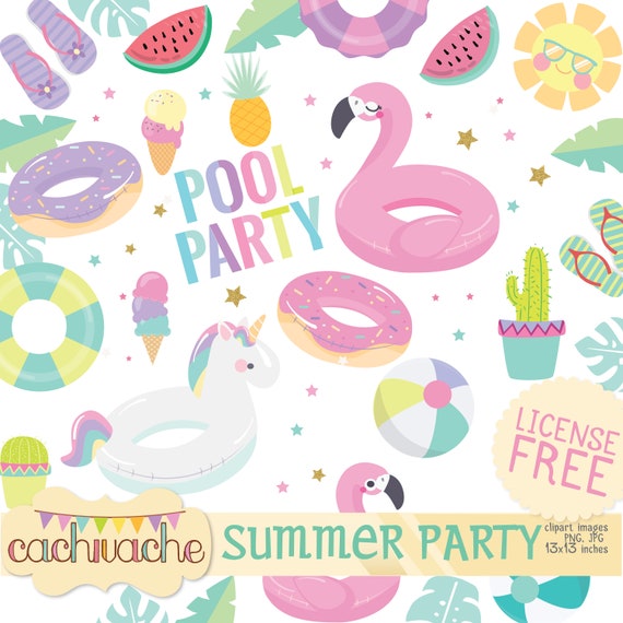 POOL PARTY Png Bundle Flamingo Floatie Png Pool (Instant Download) 