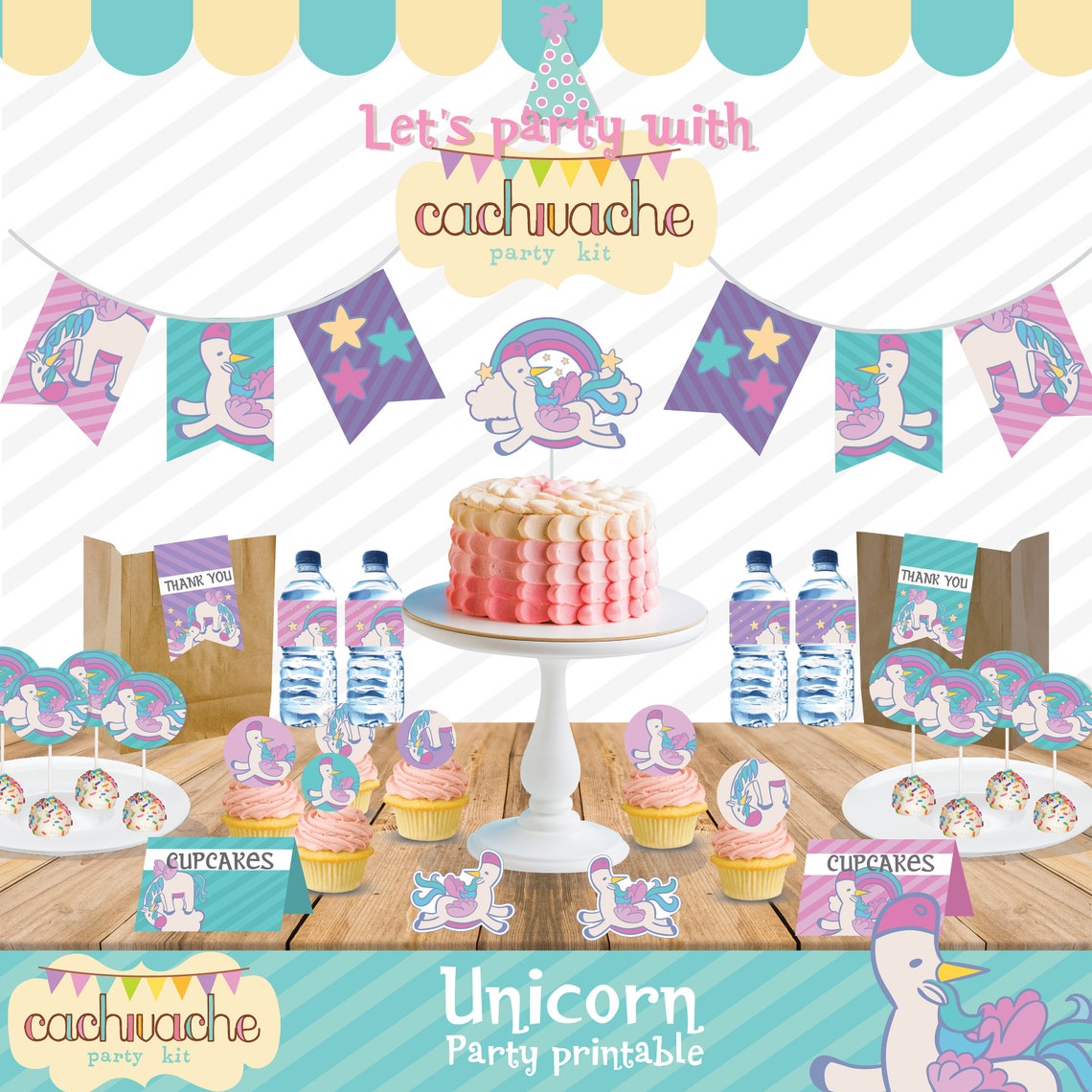 Cute Unicorn Party Printable Set Unicorn Party Printable Kit - Etsy
