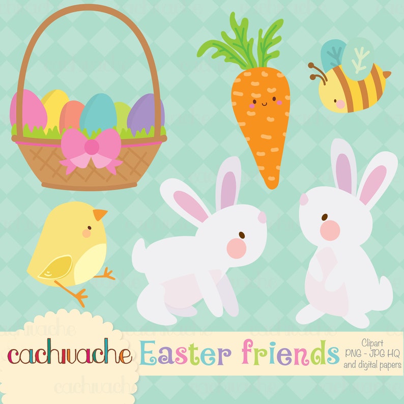 Easter Clipart Easter Eggs Clipart Bunnies Clipart Easter Etsy