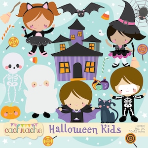 Clipart di Halloween per bambini, clipart di costumi di Halloween, disegni di Halloween per bambini - PNG e JPG in alta definizione