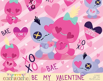 Voodoo Doll Valentines Clipart: Love & Friendship Designs (Digital Download)