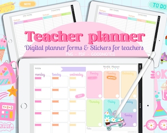 Back to School Digital Planner Bundle for Teachers, Back to School Binder for School Season. Teacher sheets for Classroom. Teacher PNG sheet