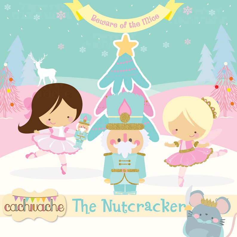 Nutcracker ballet clipart, christmas clipart, ballet clipart - Clara, nutcracker, sugarplum fairy and more! PNG and JPG in HQ