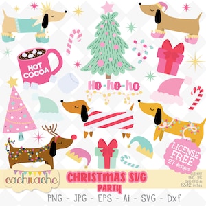 Boże Narodzenie SVG, pliki SVG dla psów dla Cricut, clipart świąteczny, zimowy SVG, koszulka świąteczna SVG, Święty Mikołaj SVG, różowy świąteczny SVG Ai, EPS, SVG, Dxf