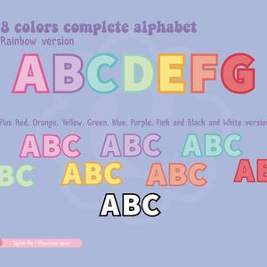 Printable Bulletin Board Letters Digital Download Teaching Material Classroom Display Rainbow Color Collection Letter Size Paper Educational Resource Multiple Format Files Transparent Background High Resolution Alphabet Set School