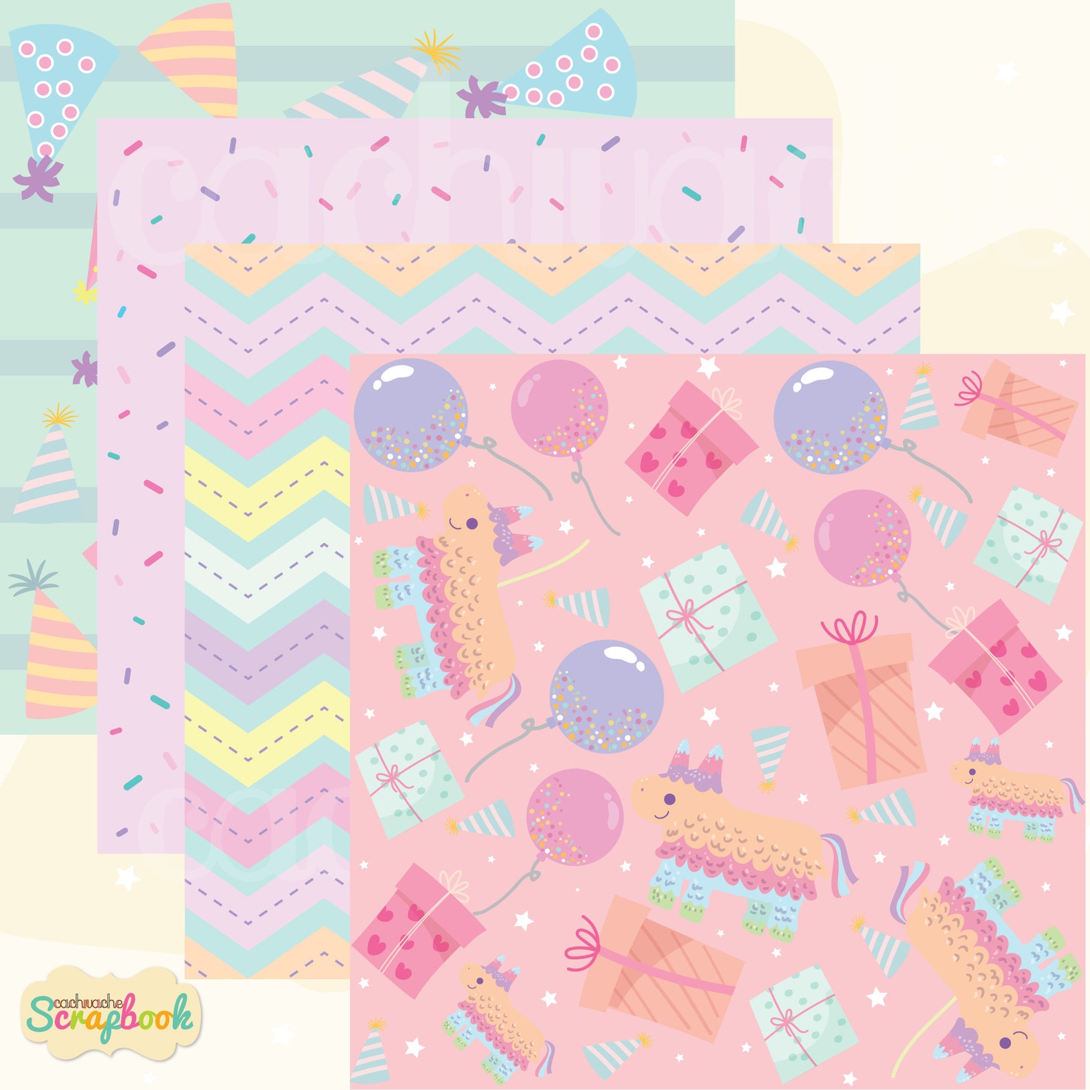 Birthday Party Seamless Digital Paper Party Digital Paper Etsy