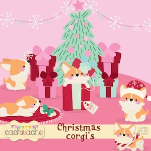 Weihnachtshund Clipart, Weihnachtsclipart, Weihnachtscorgis Clipart, Weihnachtswelpe Clipart, Corgis Clipart, Hundeclipart png, JPG und PNG in QUATrot