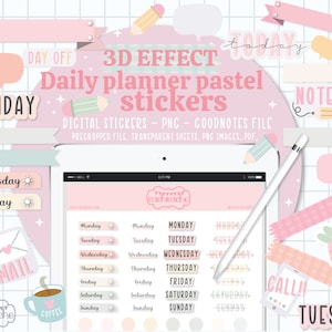 Daily digital planner stickers | Weekly stickers for digital planner | Stickers for students | planner Stickers for GoodNotes | PNG stickers