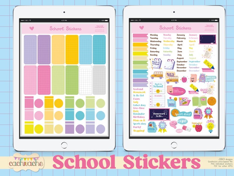 Digital Planner Stickers for School, 300 Stickers and Sticky Notes for ...