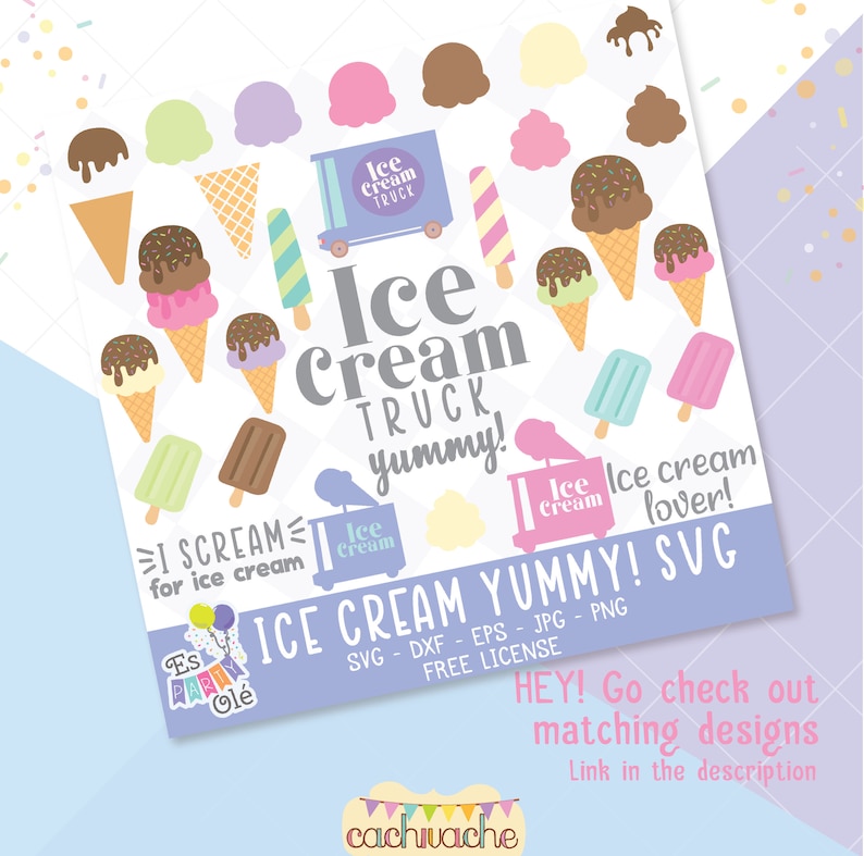 Ice cream SVG clipart, colorful ice cream design, summer clipart in HQ - JPG and PNG