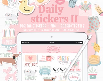 Everyday Digital Stickers for GoodNotes, Pre-cropped Digital Planner Stickers, Sticker book, Cute Stickers, Daily stickers, Life Stickers