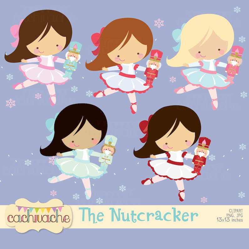 Nutcracker ballet clipart, Christmas clipart, ballet clipart - Clara, nutcracker, sugarplum fairy and more! PNG and JPG in HQ