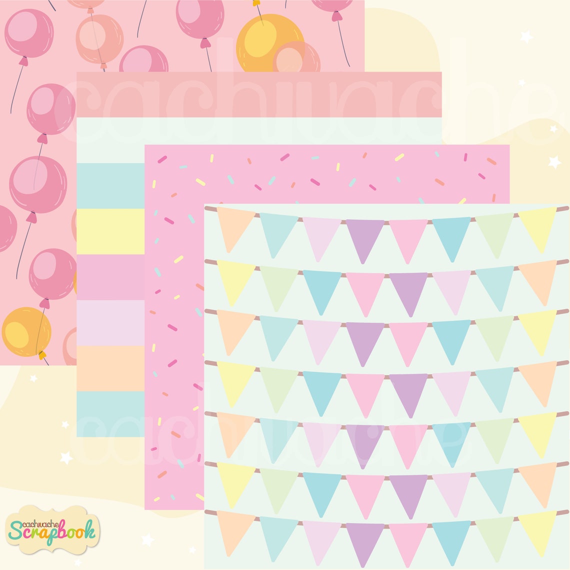 Birthday Party seamless digital paper party digital paper Etsy