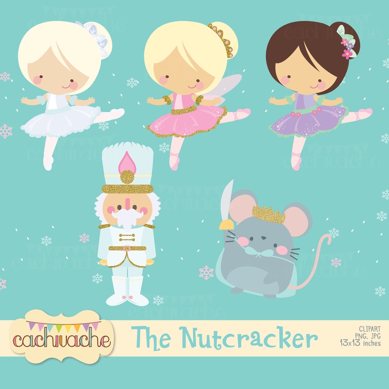 Nutcracker ballet clipart, christmas clipart, ballet clipart - Clara, nutcracker, sugarplum fairy and more! PNG and JPG in HQ