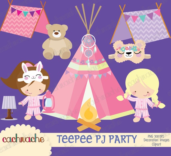 Teepee Pijama Party Clipart Png Jpg Instant Download Etsy