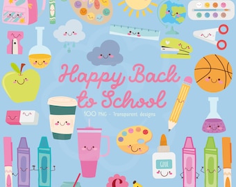 Back To School Clipart - 100 Back to School PNG for Digital Download - Cute Teacher Graphics for Classroom decoration or School Teaching