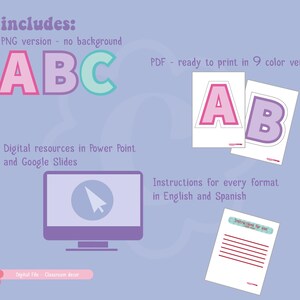 Educational Resource Package Digital Download Printable Letters Bulletin Board Display Teaching Material Multiple Colors Classroom Organization System Letter Size Paper High Resolution Alphabet Collection School Learning Materials Teacher