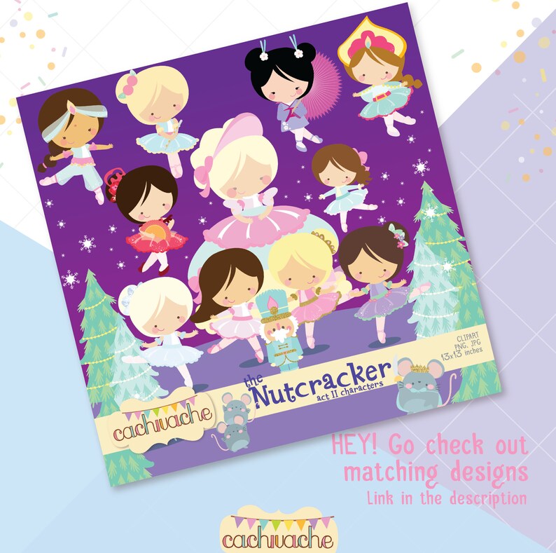 Nutcracker ballet clipart, christmas clipart, ballet clipart - Clara, nutcracker, sugarplum fairy and more! PNG and JPG in HQ