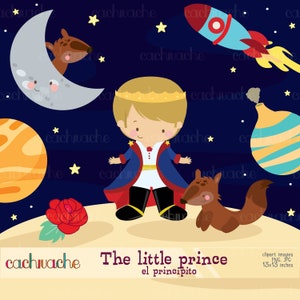 Der kleine Prinz Clipart, Prinz, Fuchs, Rose Space Elements in PNG & JPG HQ - El principito clipart, Imagenes prediseñadas descargable