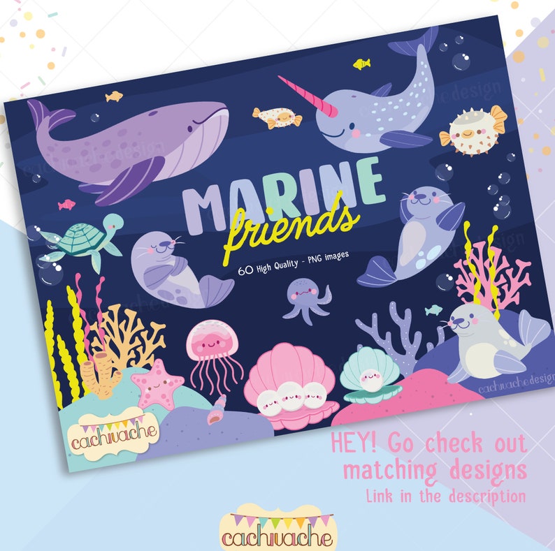 Sea animals clipart - Cachivachedesign