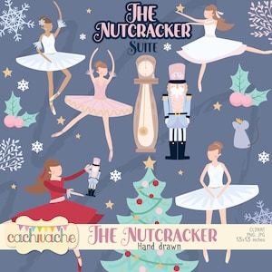 Quebra-nozes clipart | 18 clipart de Natal, clipart de balé desenhado à mão, clipart de bailarina, design de balé - arquivos JPG e PNG