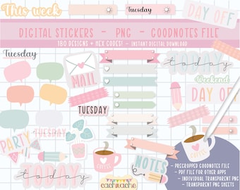 3D Daily planner stickers | Weekly stickers for digital planner | Stickers for students | Ipad planner Stickers for GoodNotes | PNG stickers