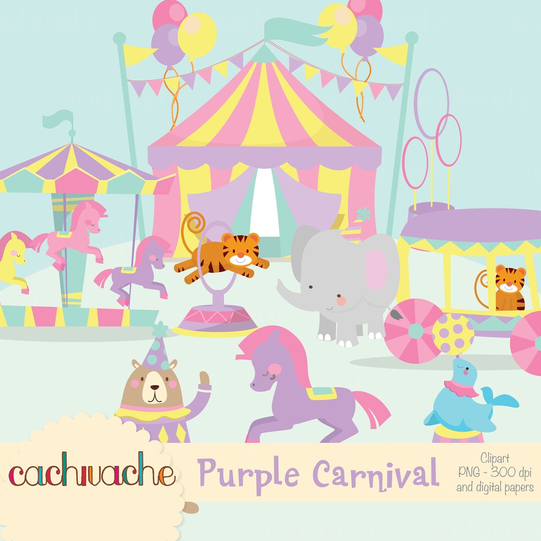 Circus Clipart, Cute Carnival Clipart With Circus Animals for Circus ...