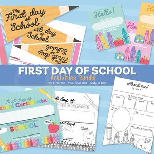 Back to School Printable Bundle . Ready to print First Day Activities for Teachers. It contains Editable Certificates, About me Banner, Name Tags for students and teachers - Ready to print. Perfect Bundle for teachers this Back to School season.