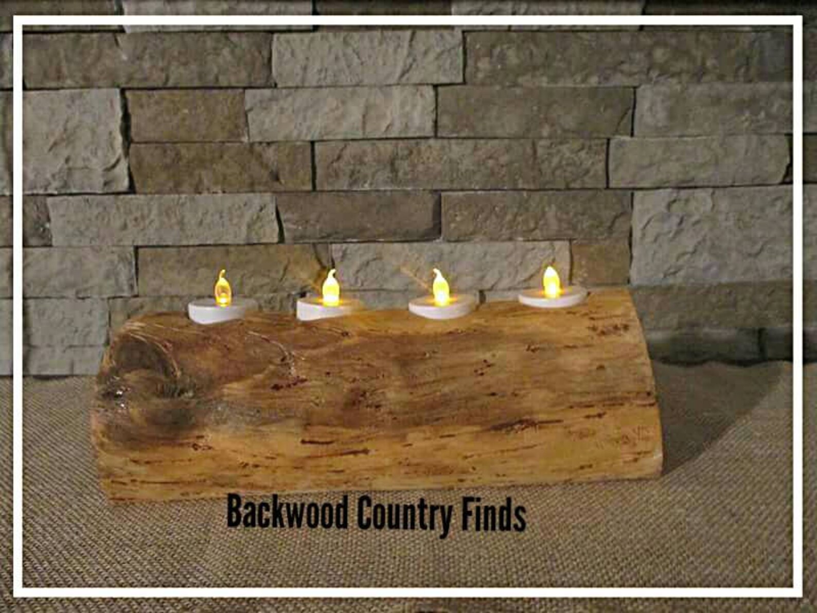 Log candle holder woodland log candle display 3 tier candle Etsy