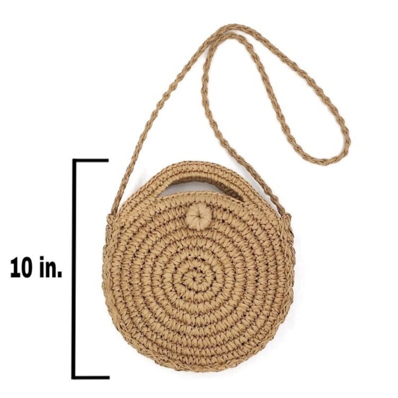 Straw Crossbody Bag Beach Bag Circle Straw Bag Handmade Straw Bag Boho Bag Round Straw Bag Straw Purse Round Straw Basket Rattan Bag