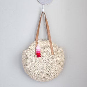 straw beach bag with tassels