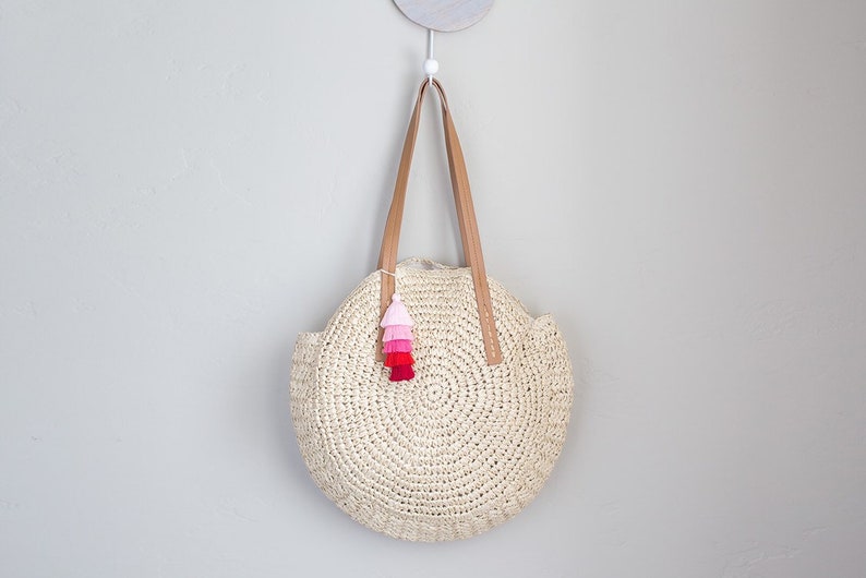 straw beach bag with tassels