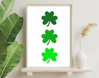 Shamrock Print for St Patrick's Day, Green Four leaf clover art, St Patrick's Day Art, Instant Digital Art Download, Irish Wall Art