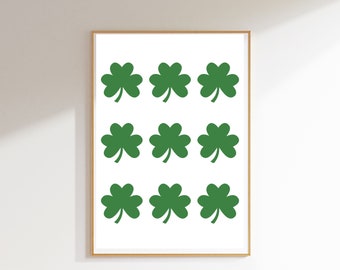 Descarga digital de tréboles irlandeses, arte del Día de San Patricio, impresión de póster de tréboles, póster imprimible de descarga digital del Día de San Patricio