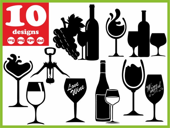 Download Wine Glass svg file Alcohol digital Bottle download Grape ...