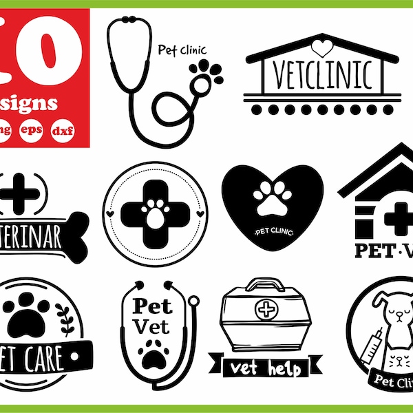 Tierarzt Svg Datei Vetlife Vektor Tierarzt Aufkleber Haustier pflegen Cricut Clipart Bundle digitaler Download Kontur Vinyl Aufkleber Monogramm Eps dxf