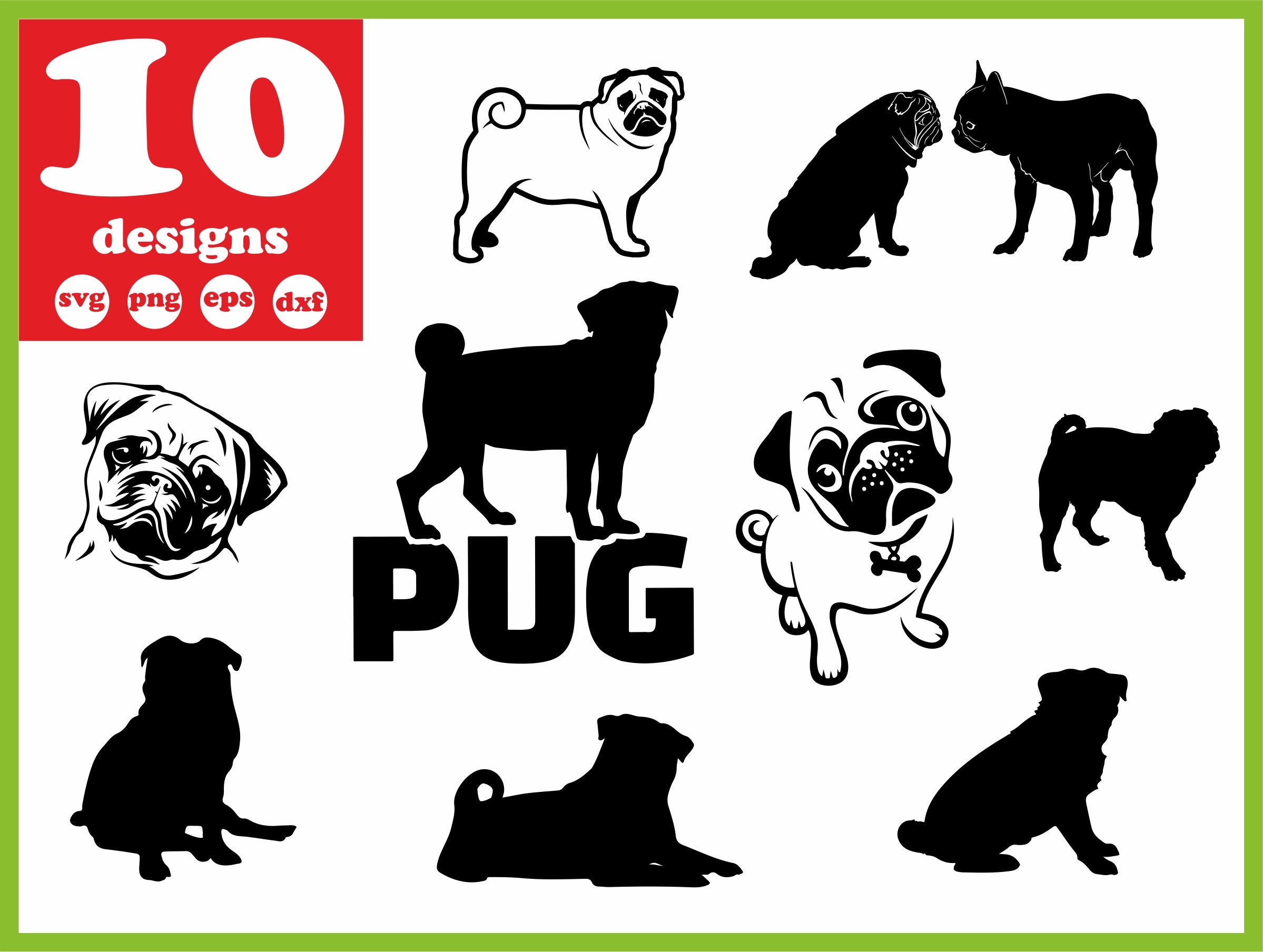 Download Pug svg file Pug life digital Puppy Face download Dog | Etsy