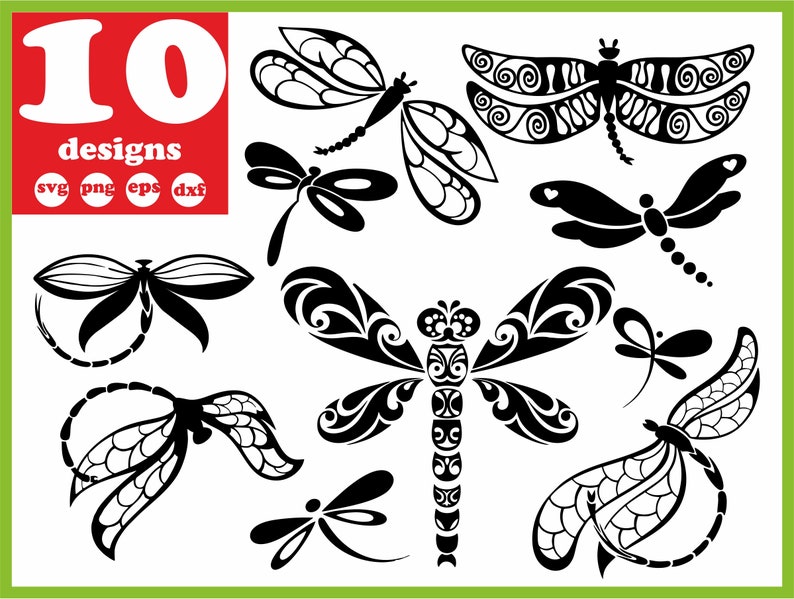 Dragonfly svg file Insect digital Bug download silhouette vector decal for cricut...