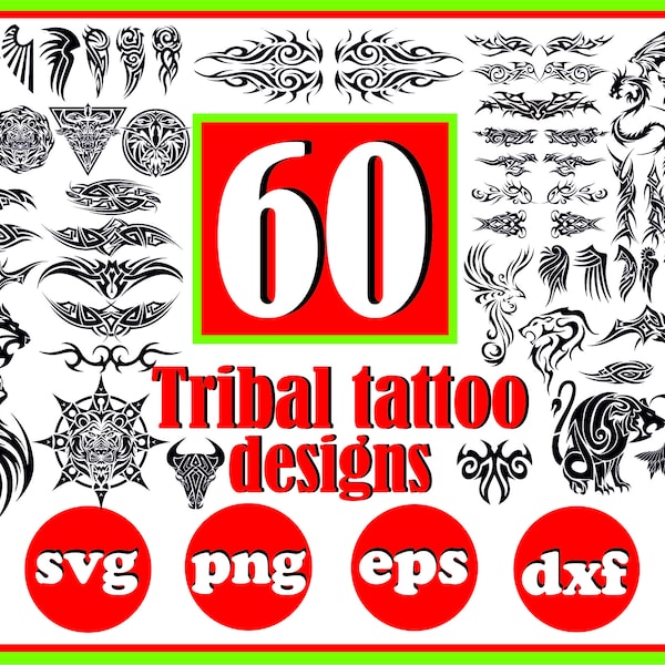 Tatouage tribal SVG silhouette tribal conçoit SVG tribal animaux Tatoo SVG tatouage SVG silhouettes