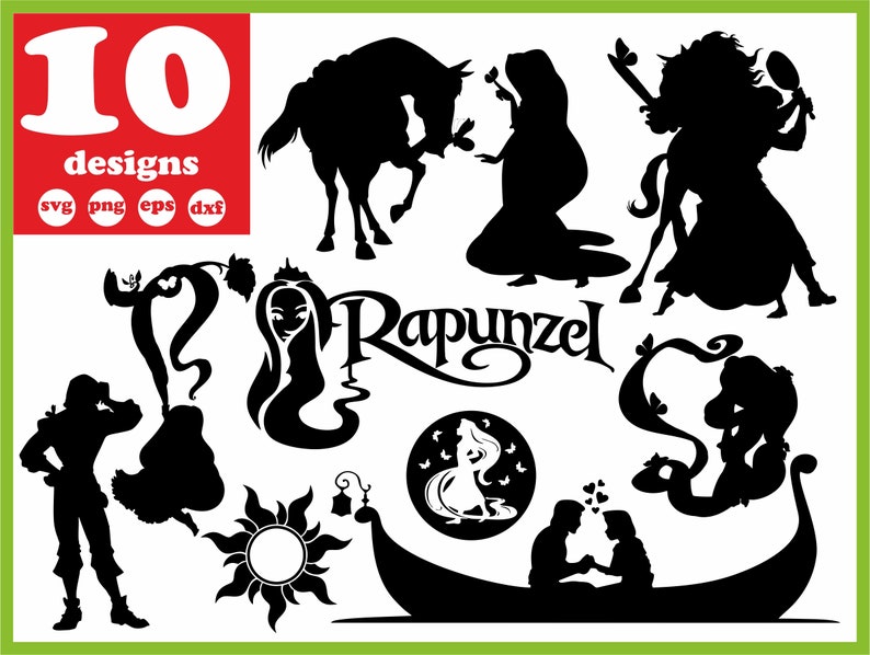 Tangled Svg File Rapunzel Digital Download Silhouette Vector - Etsy New