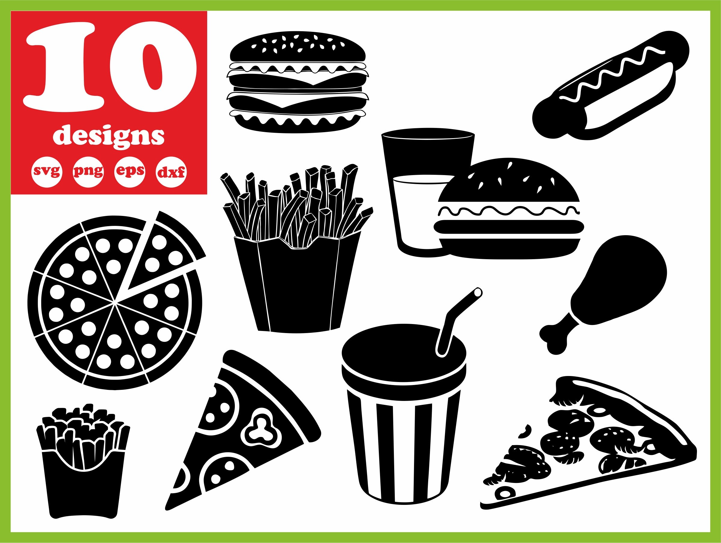 Fast Food Svg File Hamburger Vector Pizza Decal for Cricut Fries Clipart  Hotdog Bundle Digital Download Silhouette Vinyl Sticker Eps Dxf Pdf - Etsy