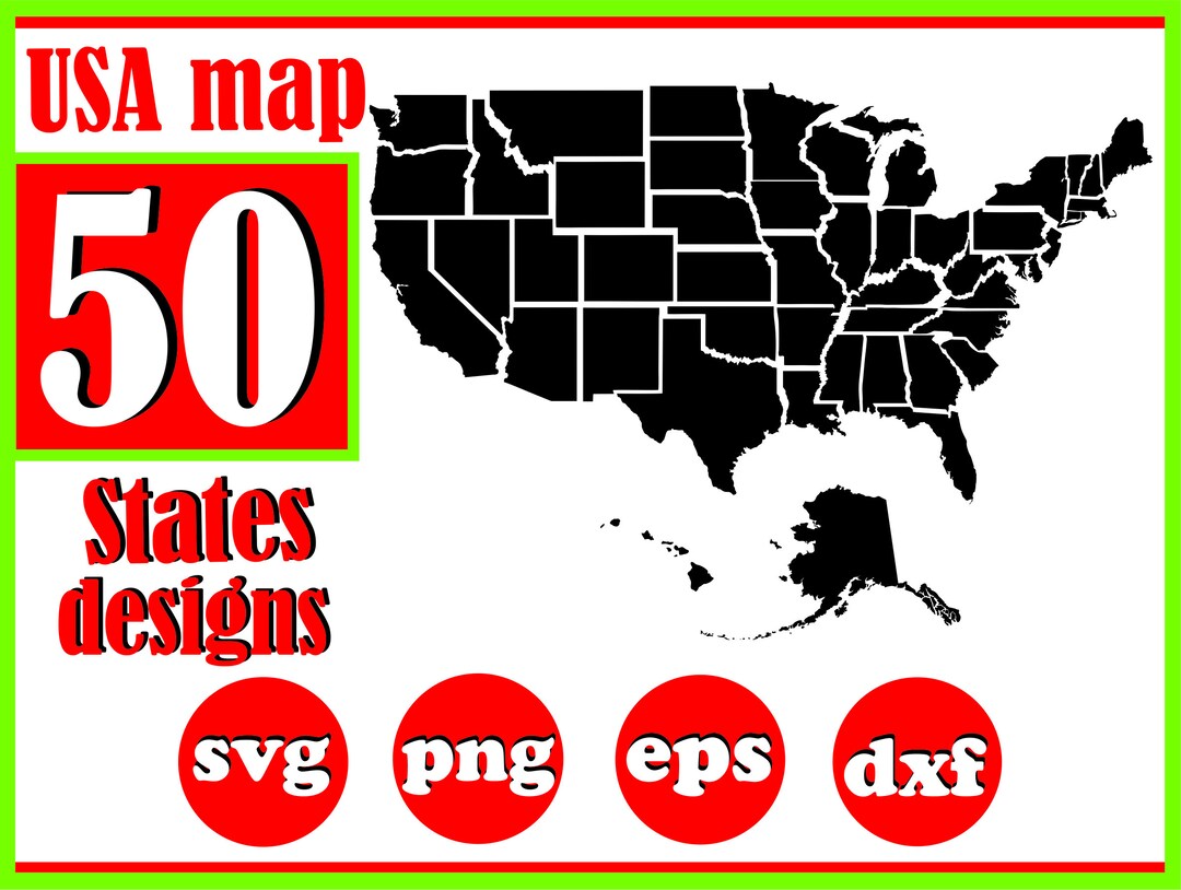 USA Svg File, Usa Map Vector, Usa Map Svg, Usa for Cricut, 50 States ...