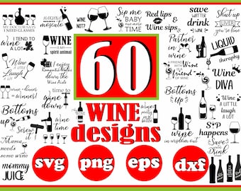 Wine svg bundle, Files for cricut, Wine Glass svg, Wine sayings svg, Funny wine svg, Wine bottle svg, Wine quotes svg, Png, Dxf, Eps